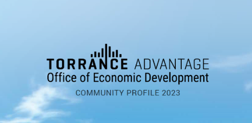 Cover image of the Economic Development Brochure with text "Torrance Advantage Office of Economic Development Community Profile 2023"