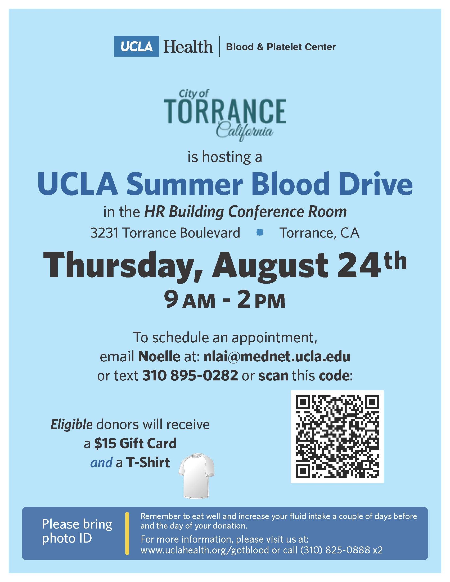 City of Torrance SUMMER BLOOD DRIVE flyer