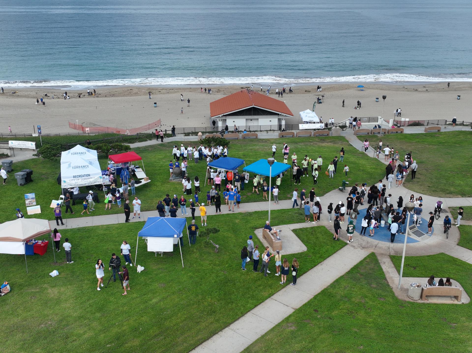 Aerial photo of the Torrance Coastal Cleanup Event